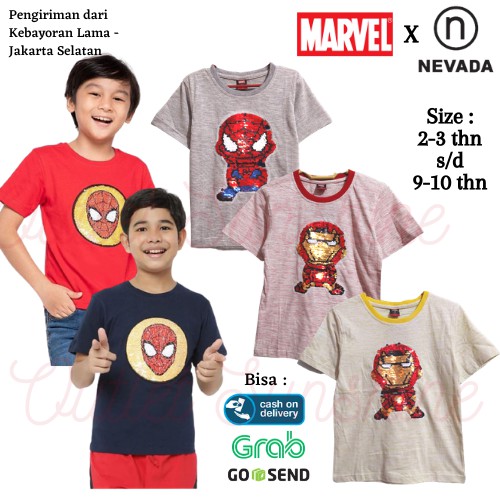 Baju Kaos Atasan Anak Laki Laki Marvel Nevada 5 Branded Original - Kaos Harian Anak Cowok Matahari