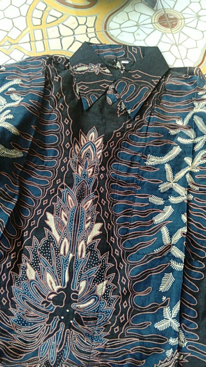 Kemeja Batik Pria Lengan Panjang Size M L Xl Xxl  Bswart Batik Hrb026 Kenongo Hem Panjang Padi