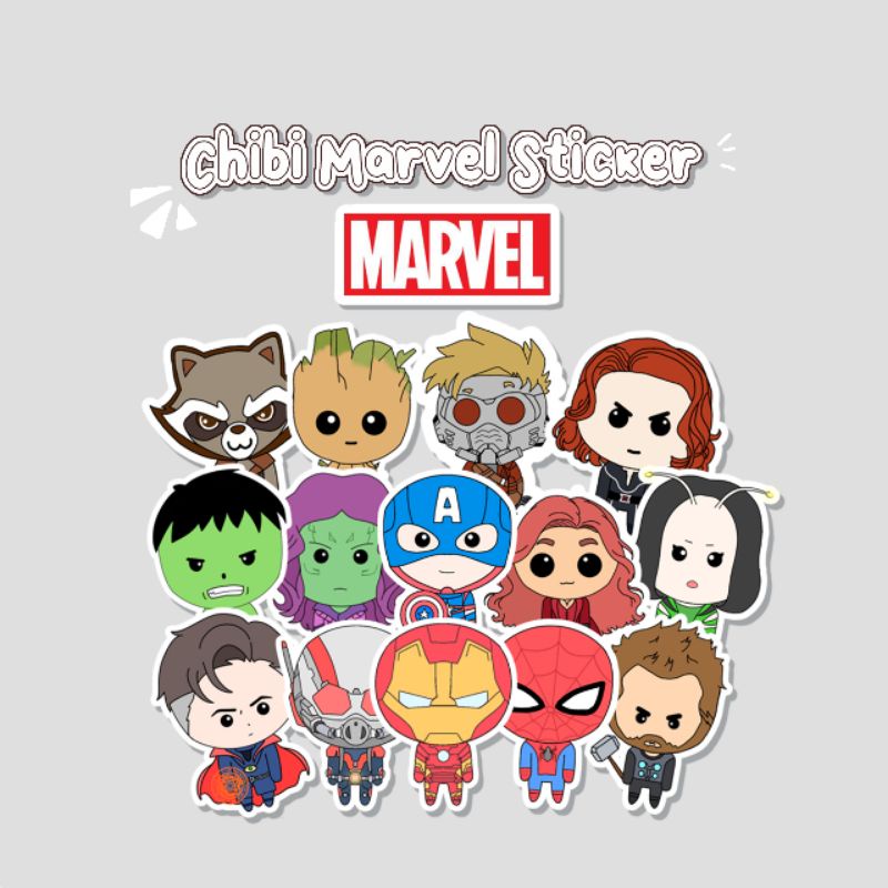 

MARVEL CHIBI STICKER - STIKER DEKORASI MARVEL / 15 pcs Vinyl Glossy Paper