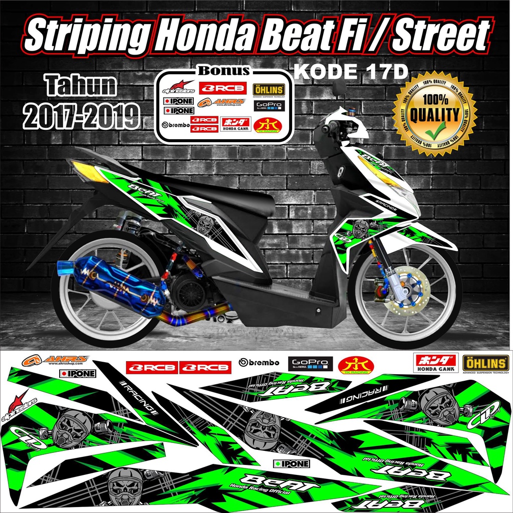 Striping Beat 2017-2019 Variasi Stiker Lis Motor Beat Kode 17