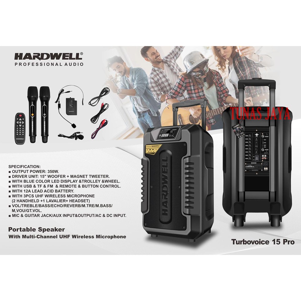 Speaker Portable HARDWELL TURBO VOICE 15 PRO Original 15inc