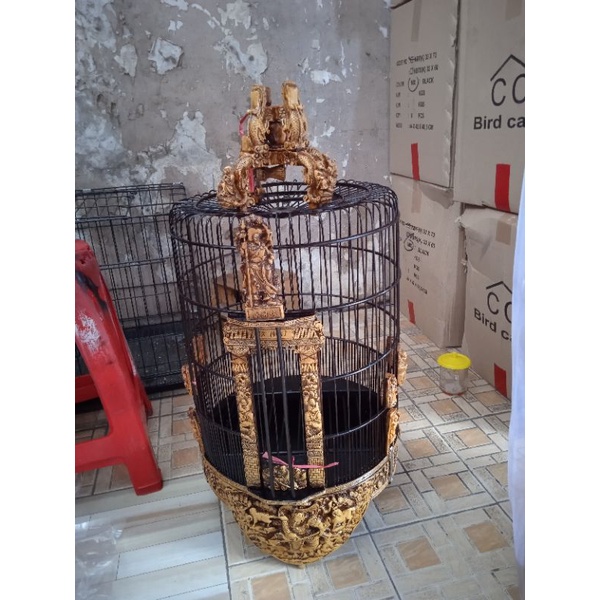 sangkar burung anis wambie ukir fiber
