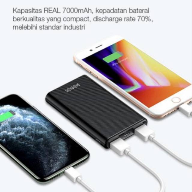 Powerbank Garansi Robot RT7500 dual input dual output 7000 mah
