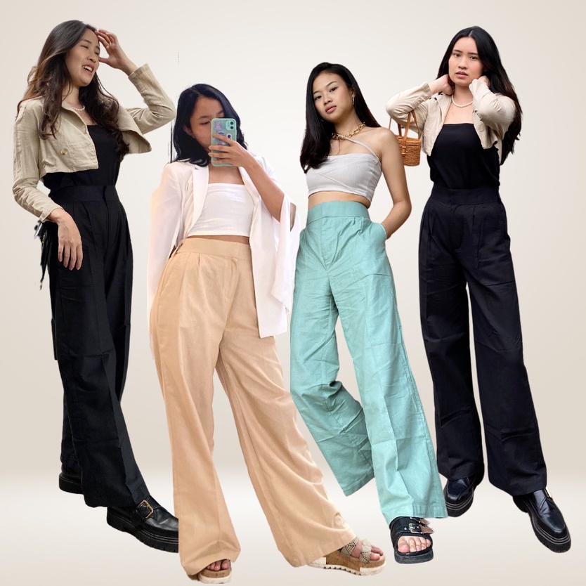 Day Out Highwaist Pants - Highwaist Linen Murah - Highwaist Pants - Celana Linen - Celana Kulot - Ku