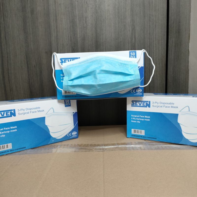 MASKER MEDIS SEVEN [ BIRU ] 50 pcs/box