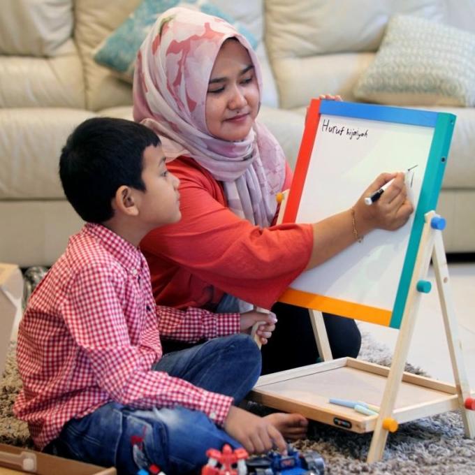 

Menkay 2 in 1 Drawing Board Papan Tulis Anak 2 Sisi - Caramel/Natural