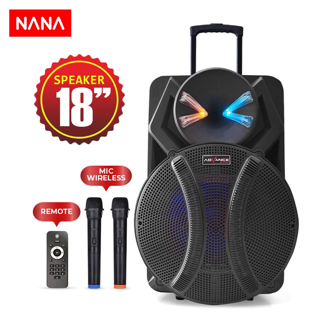 NANA - Advance 18 Inch Bluetooth Speaker Karaoke K1812 + 2 Mic Wireless