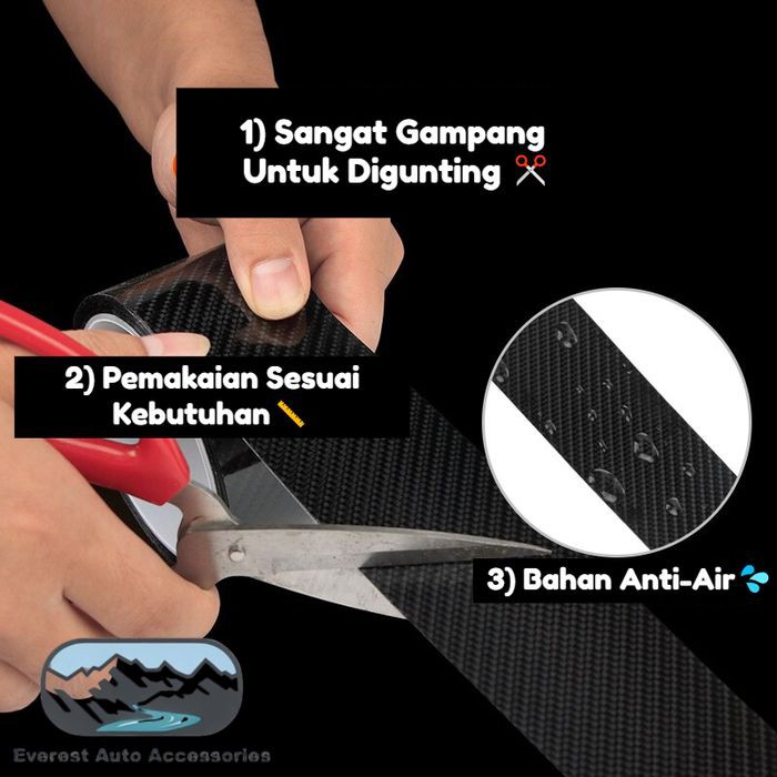 Sticker Sill Plate 5D Carbon Vinyl Gloss Anti Lecet Mobil Sticker Pelindung Body Injakan Roll 5M