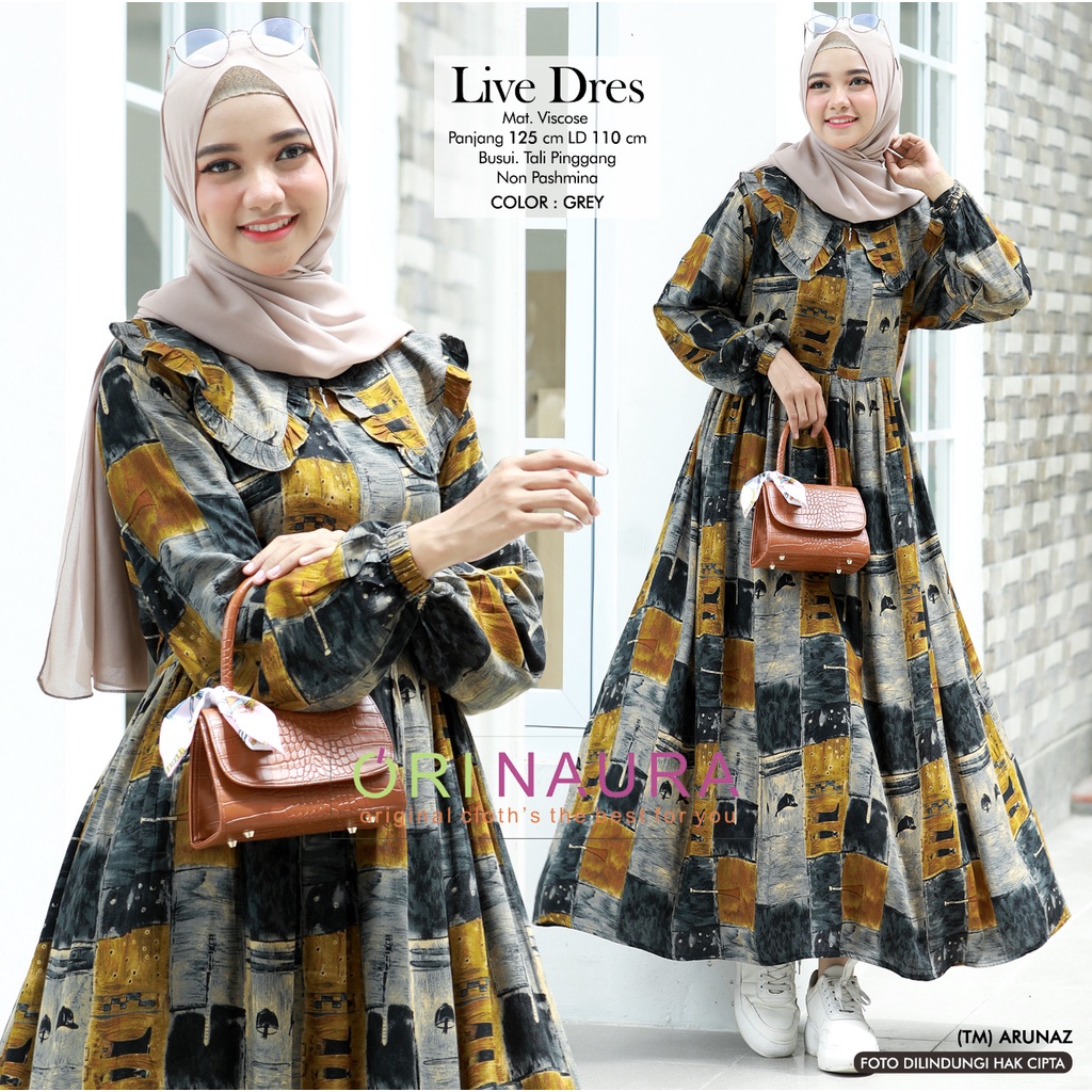 GAMIS MIDI ALL MOTIF ORINAURA dres gamis muslim motif original produk by ori naura baju gamis midi dress terbaru
