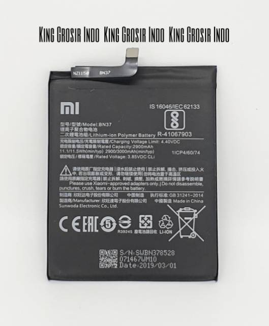 Baterai Xiaomi BN37 Original 100% Xiaomi Redmi 6 Redmi 6A Battery Batere Batre Xiaomi BN 37