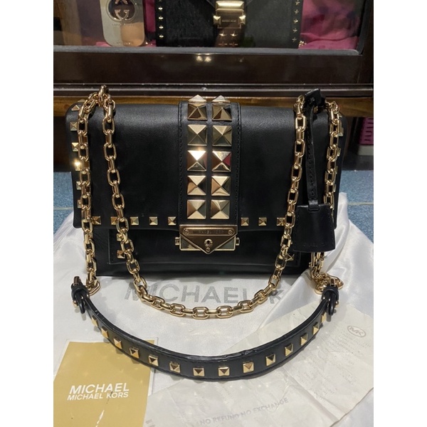 michael kors cece stud medium black gold pembelian butik indo plaza indonesia authentic preloved tas