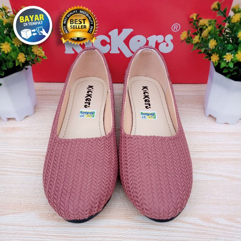 SEPATU WANITA FLATSHOES BAHAN RAJUT IMPOR TERBARU MURAH