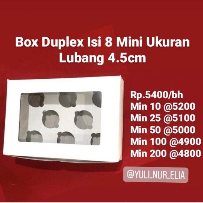 

Box duplex putih isi 8 mini lubang 4,5cm