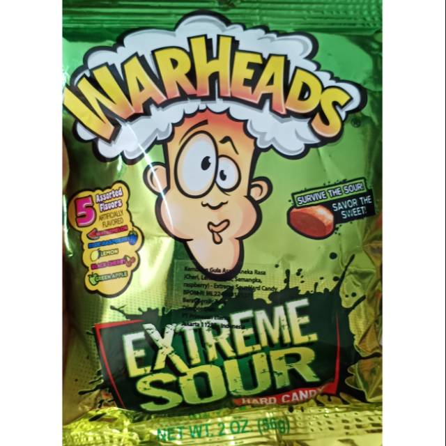 Warheads candy sour extreme 2 oz