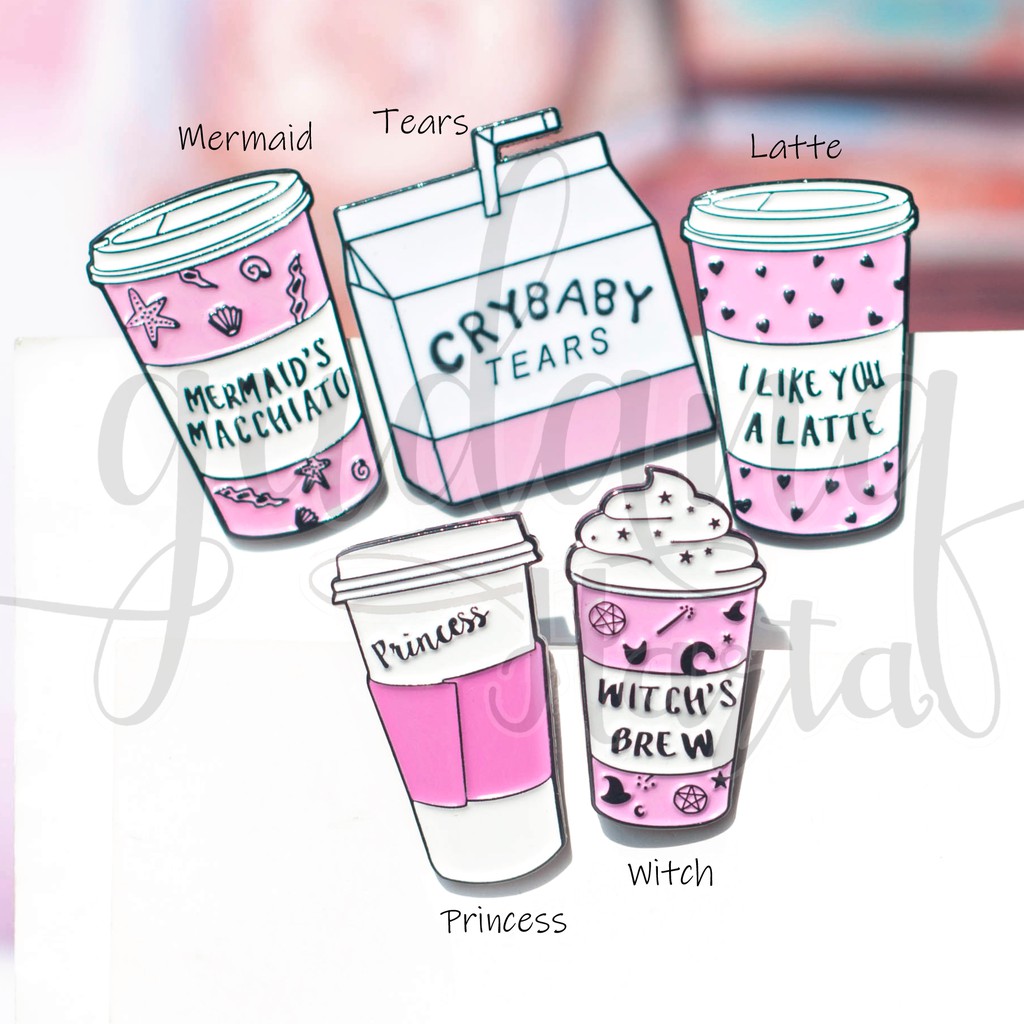 Pin Pink Drinks Mermaid Witch Brew Latte Bros Lucu Unik GH 208263