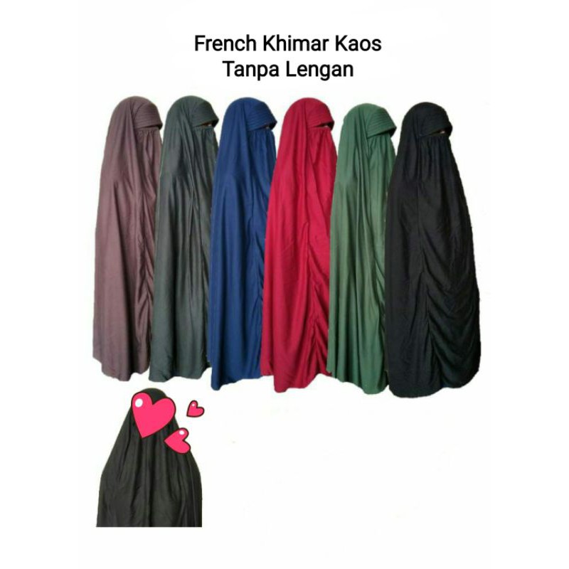 French Hijab Kaos Selutut non lengan pake pet