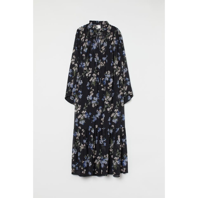 3267 - Maxi Dress HM Long Chiffon Dress (INCLUDE INNER)-NAVY FLOWER