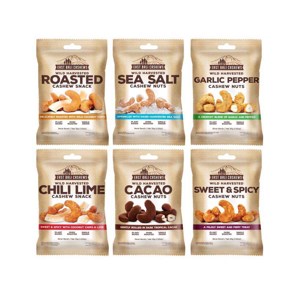 East Bali Cashews Paket All Variant Cashews 35gr x 6 pcs | Shopee Indonesia