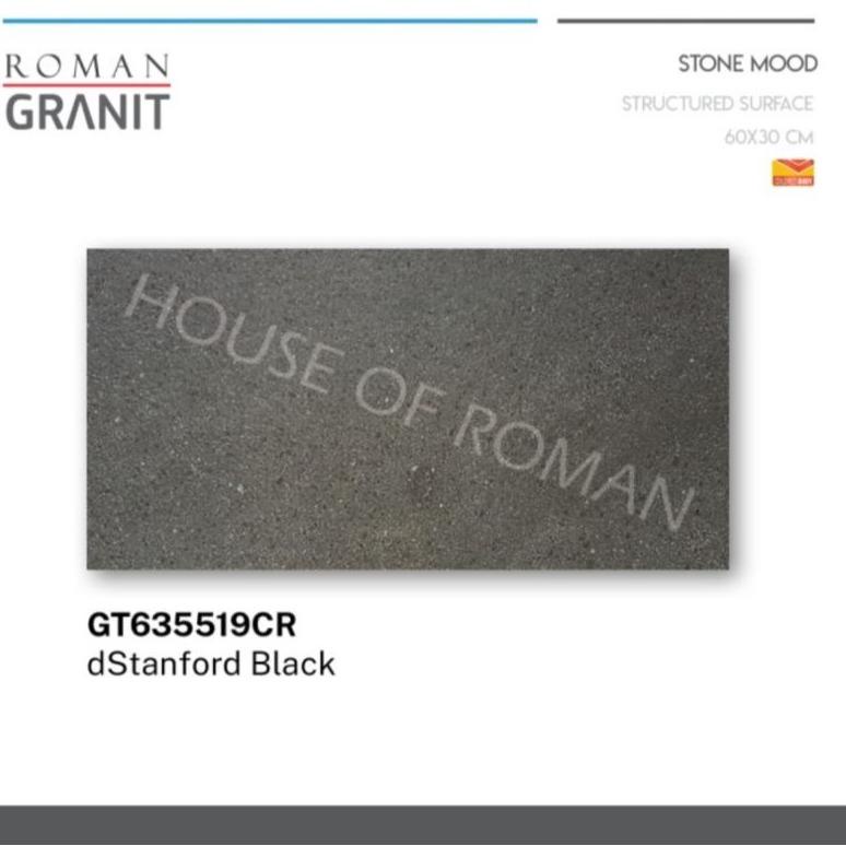 [Z4851] Granit Roman dStanford Black (Stone Mood) 30x60 / Granit Lantai Hitam / Granit Lantai Teras / Granit Lantai Batu Kasar / Lantai Motif Batu Alam / Lantai Anti Licin / Lantai Garasi Mobil / Lantai Carport / Lantai Parkiran / Granit Roman Murah
