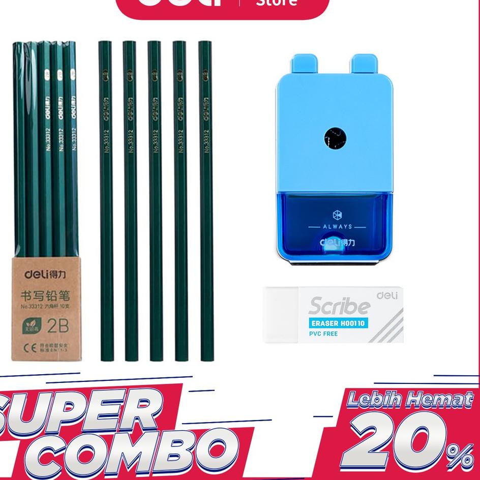 

Kekinian Deli Combo Set 2 - 10pcs Pensil 2B + 3pcs Penghapus + Rautan Putar 케