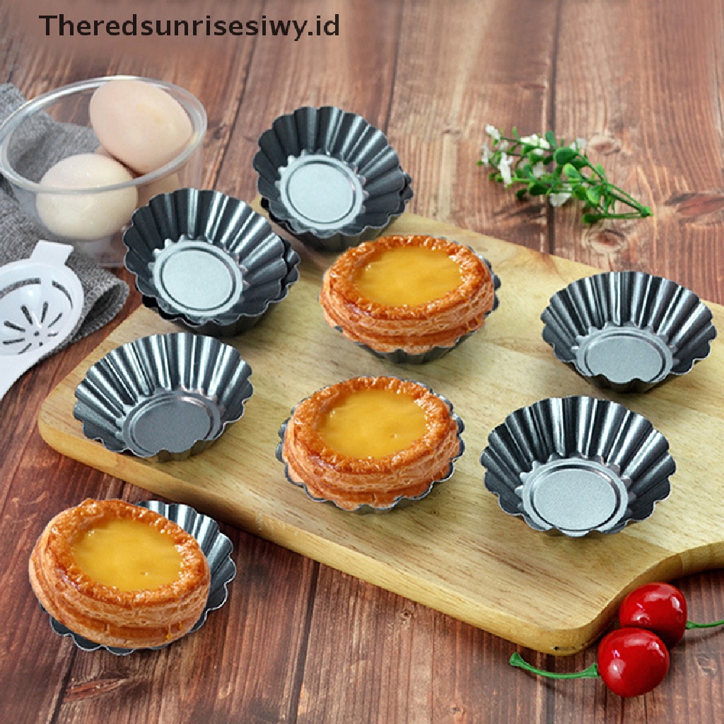 # Alat Rumah Tangga # 1 / 5Pcs Cetakan Cupcake / Egg Tart Bentuk Bulat Bahan Stainless Steel Reusable