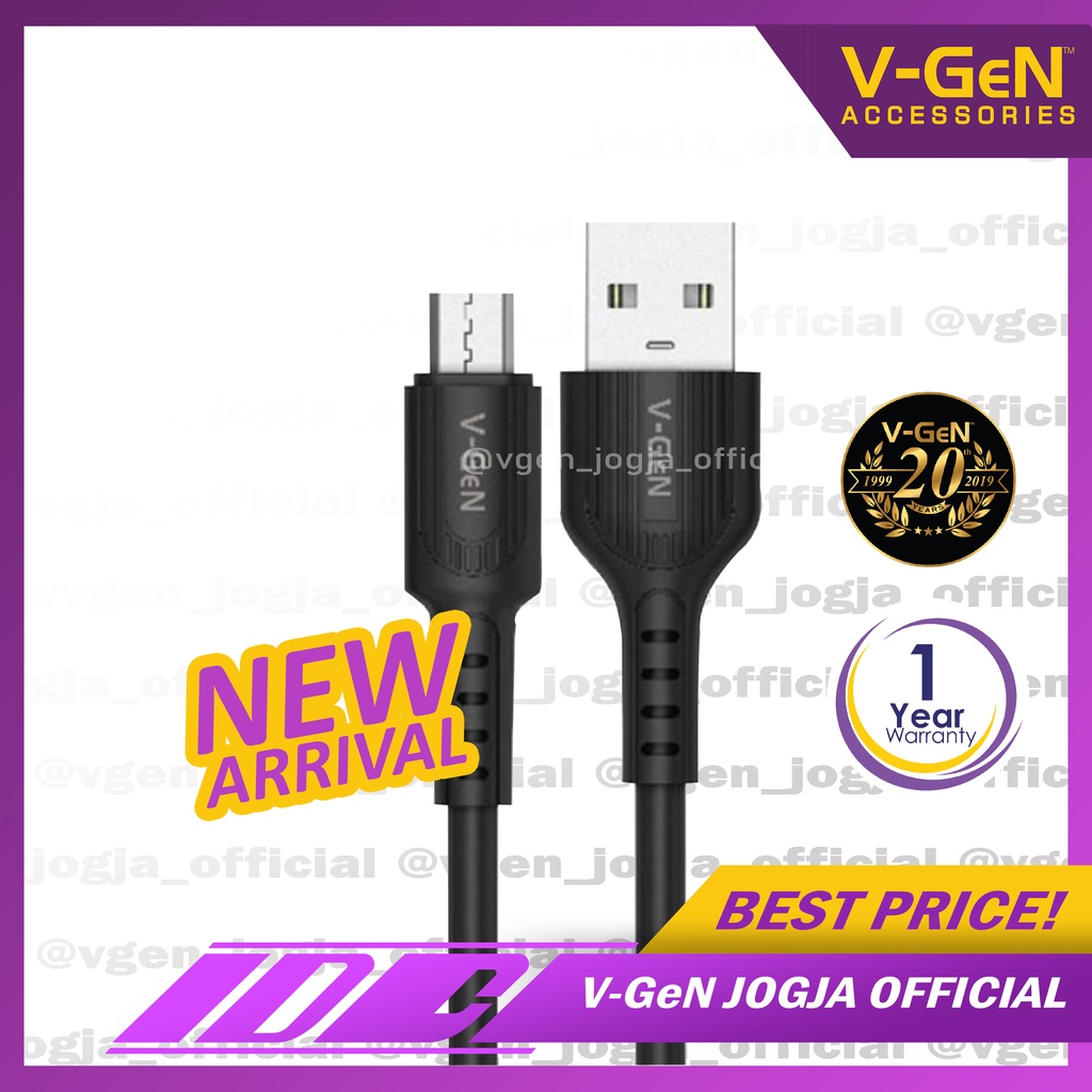 Kabel Micro USB Bulat V-GeN VCB-21 3A Fast Charging 1 Meter