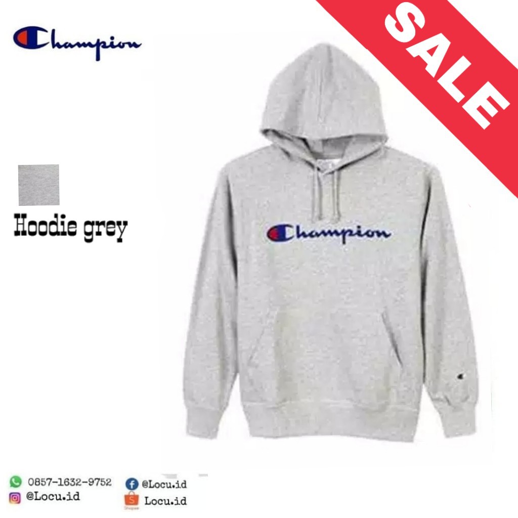 HOODIE CHAMPION GREY ORIGINAL | HOODIE CHAMPION SISA EKSPOR | HOODIE CHAMPION MURAH ORI TERLARIS