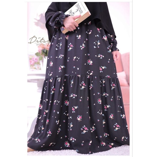 Preloved Ditsy Antheia Jetblack Nightgown size XL (edisi reject sale)