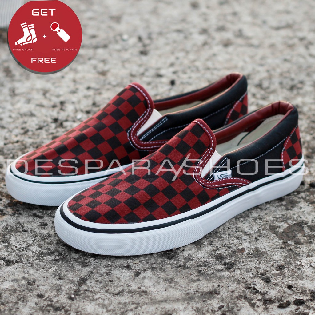 vans checkerboard maroon