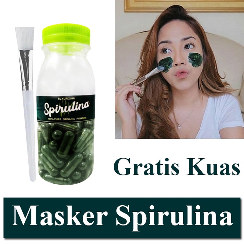 PROMO!! [GRATIS KUAS MASKER] 50 kapsul Masker Spirulina Jaminan Asli 100% Kualitas Import / Masker Wajah Glowing