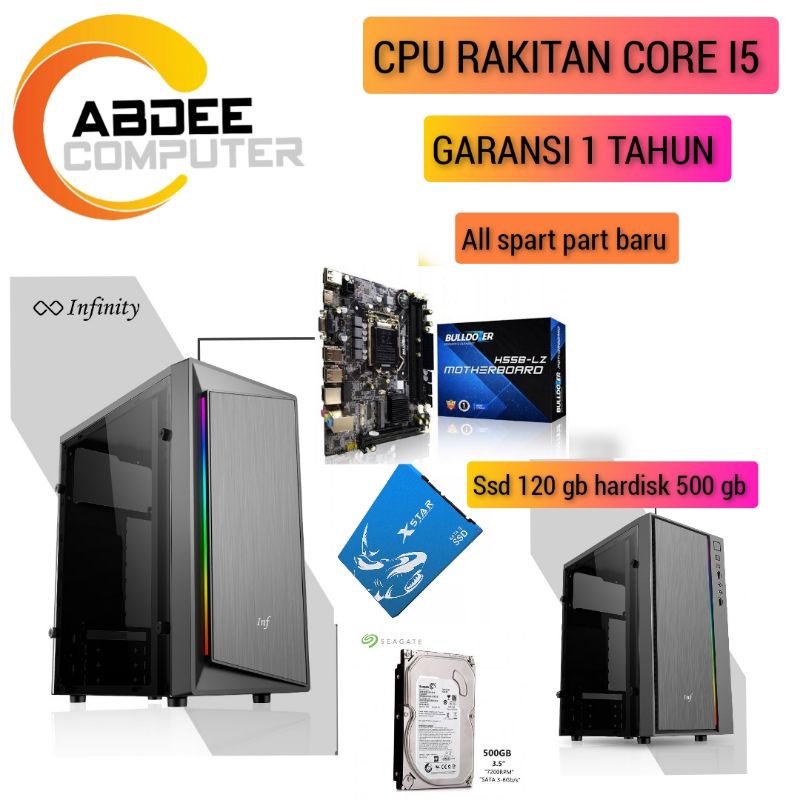 CPU RAKITAN INTEL CORE I5 3470 MEMORI 8 GB SSD 120 GB HDD 500 GB COCOK BUAT KERJA