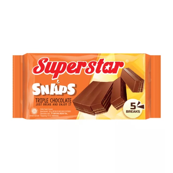 

Wafer Superstar Snaps Triple Chocolate 28gr - JUAL PER 5 BUNGKUS