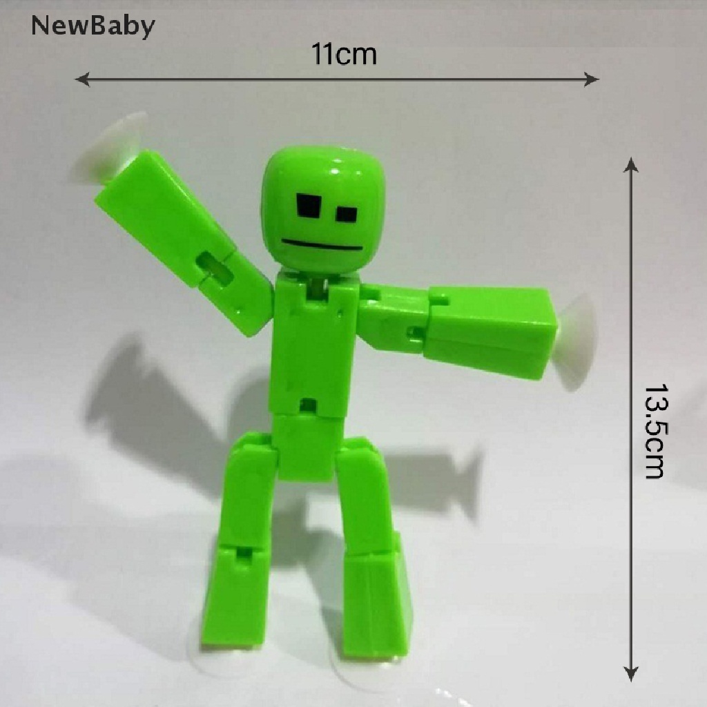 2pcs Mainan Boneka Animasi Stickbot Warna Acak Dengan Sucker Perekat Untuk Bayi