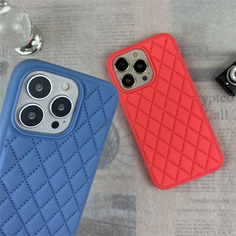 Soft Case Silikon Motif Belah Ketupat Merah Untuk IPhone X XR XS MAX 11 12 13 Pro MAX