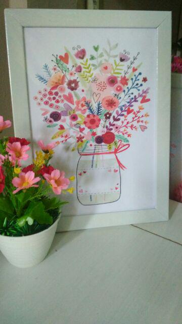Promooo!!! 1 Buah Wall Decor Frame Fiber A4 - Monstera Cactus Leaf Series Hiasan Dinding Shabby Chic