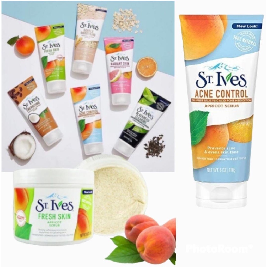 ST. Ives Fresh Skin Apricot Scrub/St Ives Oatmeal Scrub &amp; Mask/Pink Lemon/Green Tea Scrub St.Ives