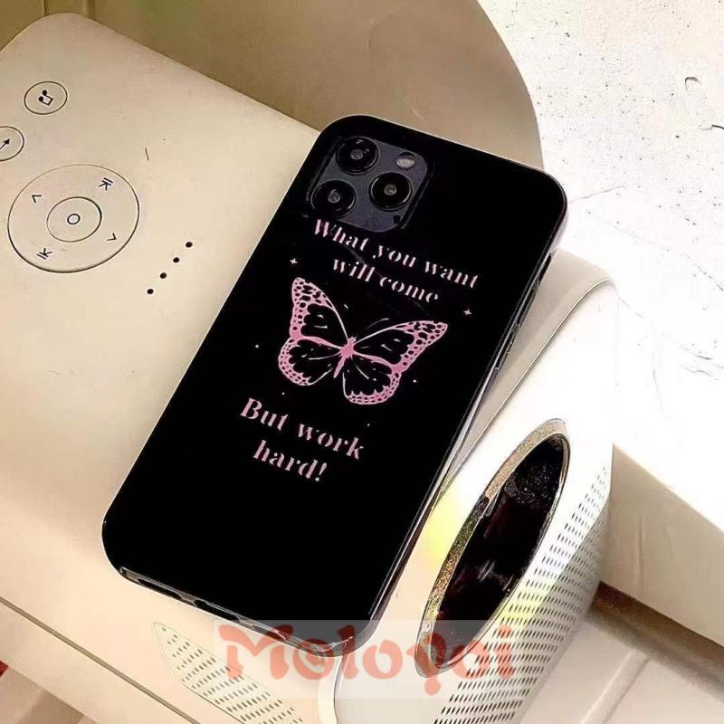 Soft Case Tpu Glossy Motif Kupu-Kupu Untuk IPhone 7 8 Plus XR 11 13 12 Pro Max 8 X XS Max SE 2020