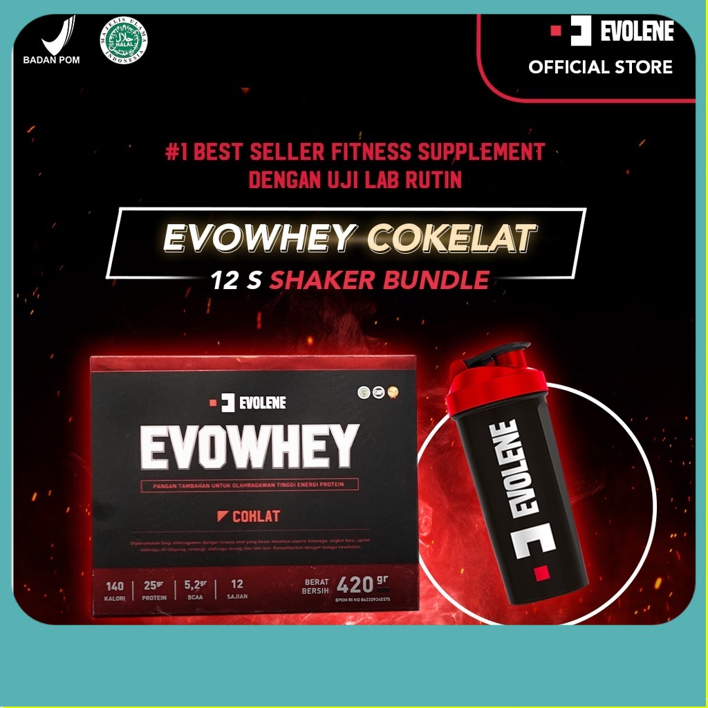 

Evolene Whey Protein Coklat 456gr/12 Sachet + Shaker Merah - Suplemen fitness pembentuk Otot - Defisit kalori - Susu Protein - Suplemen Fitness - Minuman Protein - Suplemen Workout BPOM HALAL ORIGINAL ORI OFFICIAL STORE