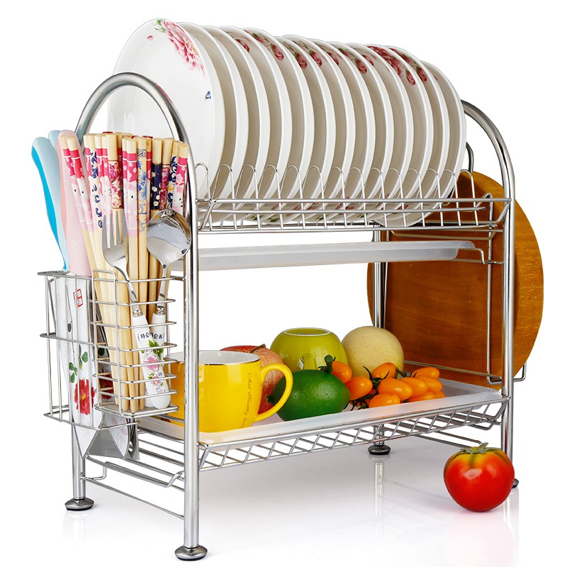 Rak Piring Stainless 2 Susun Murah Peralatan Dapur 2 Tingkat - Worldhome-4