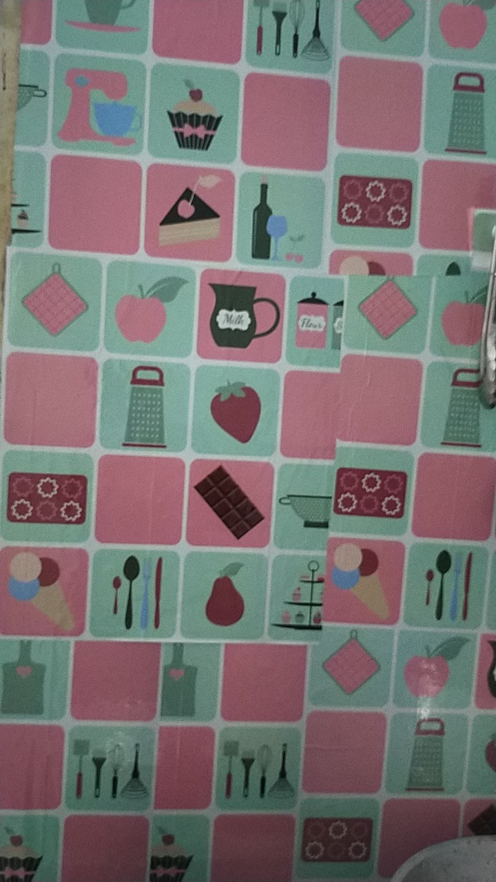 Wall Sticker Anti Minyak Sticker Tembok Dapur Motif Kartun 70x45cm Aluminium Foil Mudah Dibersihkan