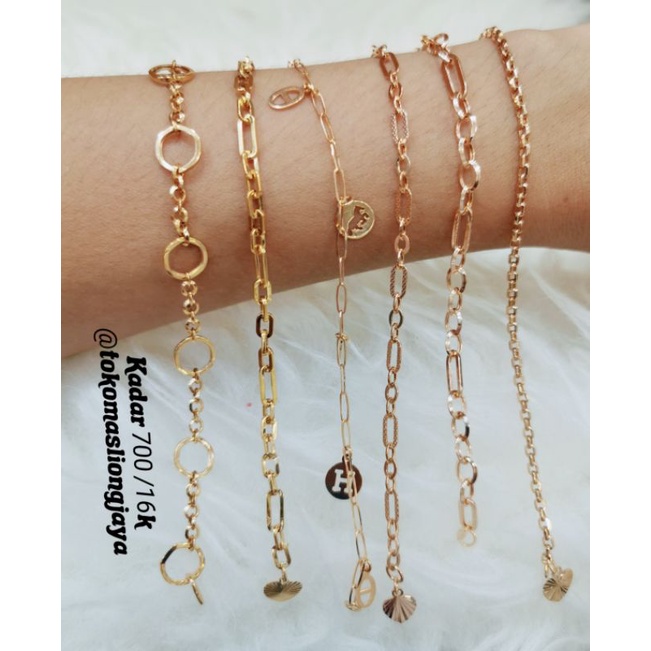 Gelang Paper Clip Emas Kadar 700/16k
