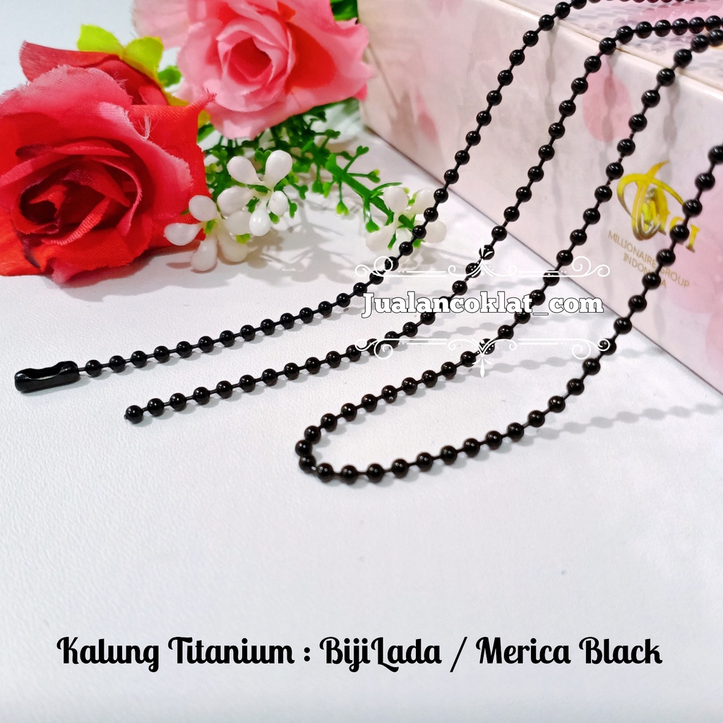 [75cm] Biji Lada/ Bola Black / Hitam ] Rantai Kalung titanium stainless 316L HIGH QUALITY / pendant 