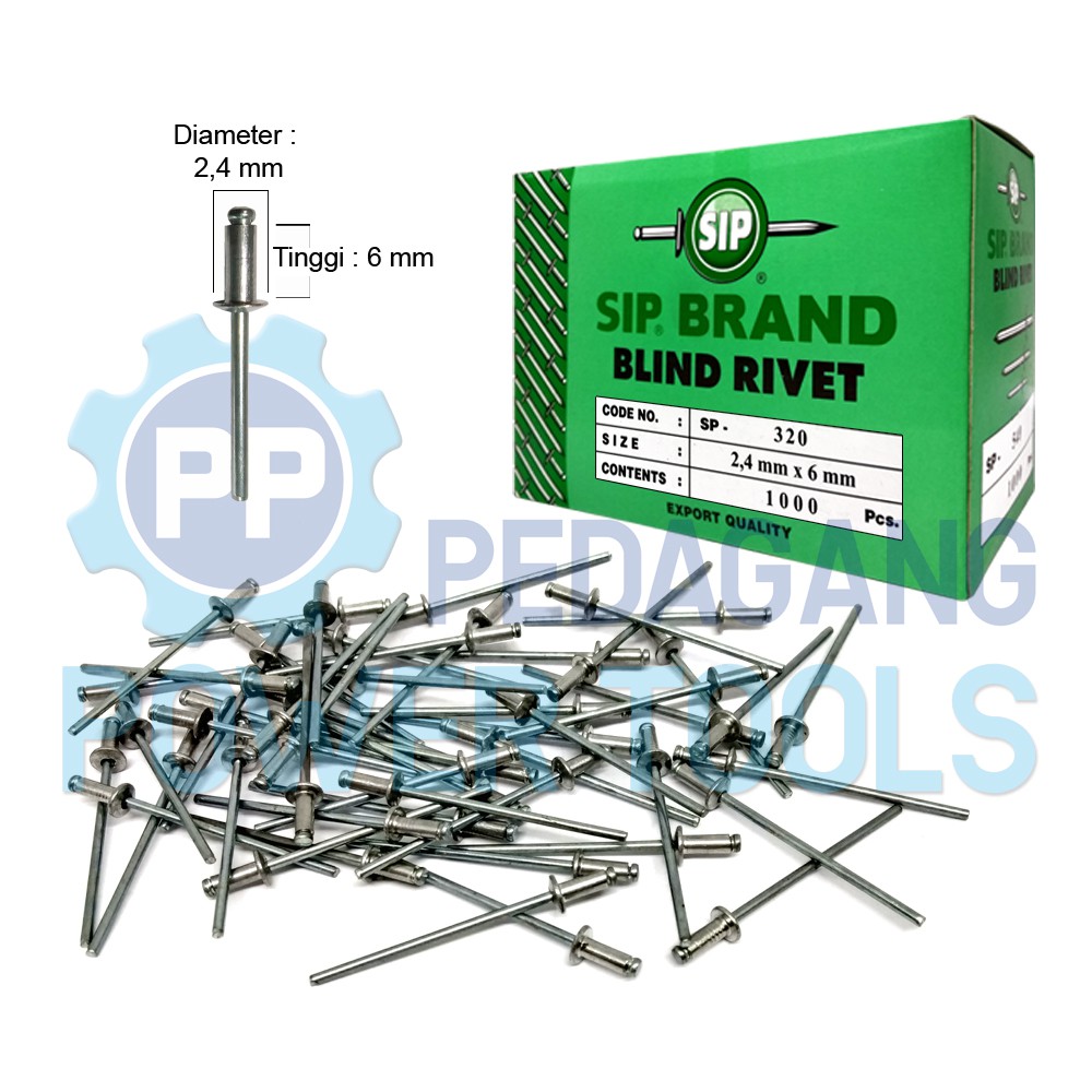 SIP 320 PAKU RIVET 2.4 x 6 MM BLIND RIPET RIFET TEMBAK 1 PAK 1.000 PCS