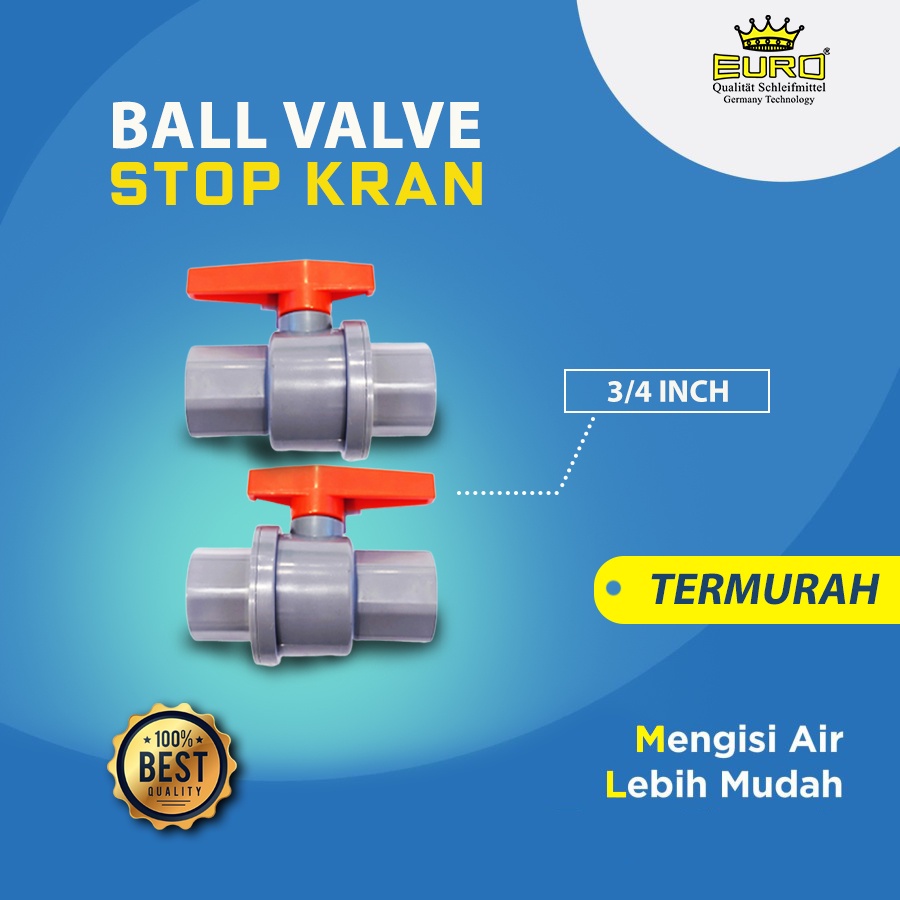 Ball valve stop pipa paralon kran air taman 3/4 inch murah jakarta