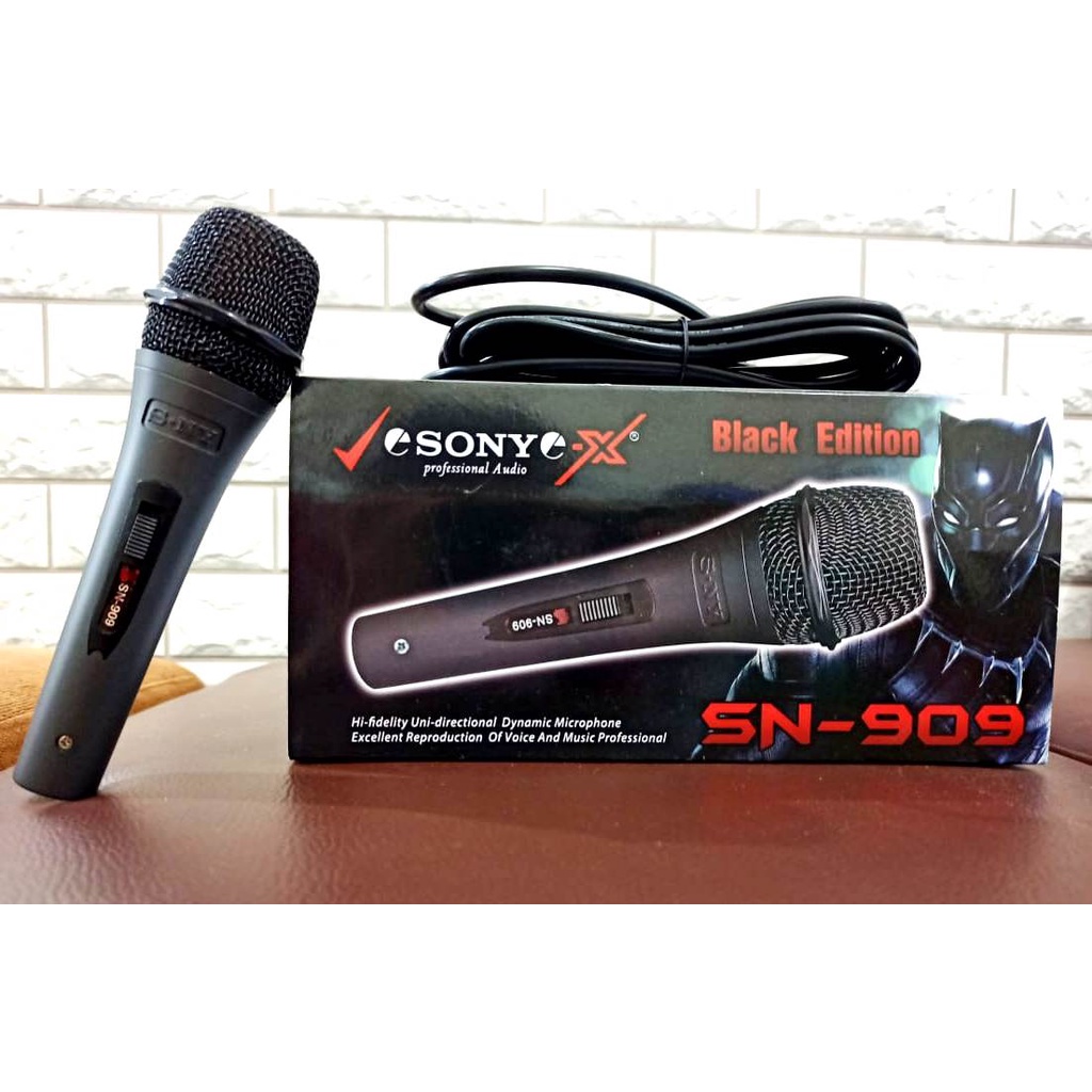 PAKET mic Sony sn 909 BLACK new promo isi 2 pcs ORIGINAL FREE KABEL 4M 2 PCS MANTAP