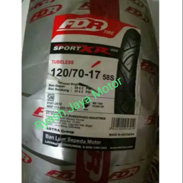 Ban Tubeless FDR sport XR 120/70-17 for vixion/Cb 150R/Mega pro new/vixion new/CBR 150R/Byson/Ninja