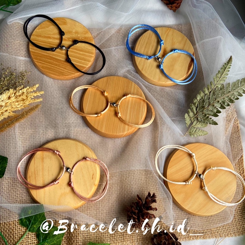 Sepasang gelang magnet tali satin | Gelang couple magnet