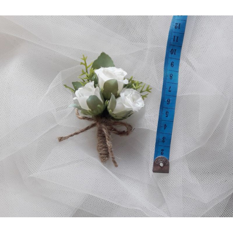 Corsage korsase bunga jas bunga dada pin bros penanda panitia-Rose putih B