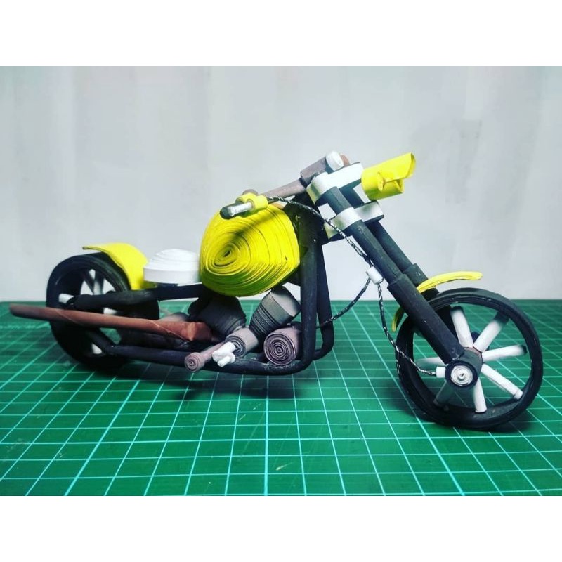 miniatur motor harley 3D | paper quilling | custom | DIY | kado unik