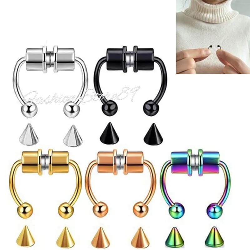 Ready Anting Hidung Pria Wanita Anting Magnet Anting Jepit Hidung Titanium Impor Antikarat